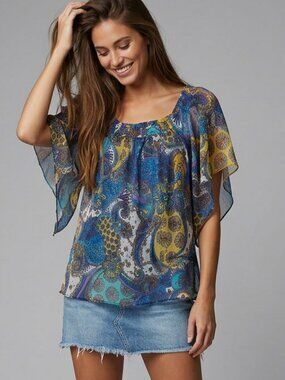 Vintage Zara 100% Silk Sheer Blouse Size S